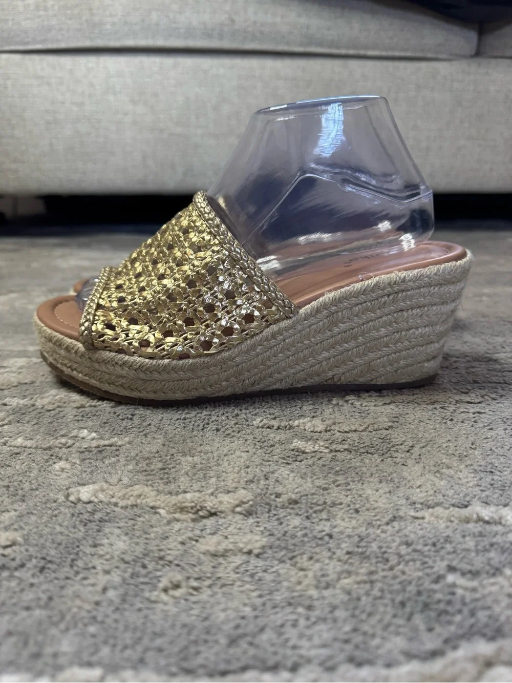 Gold Woven Wedge Slide Sandals - Unbranded Women Shoes